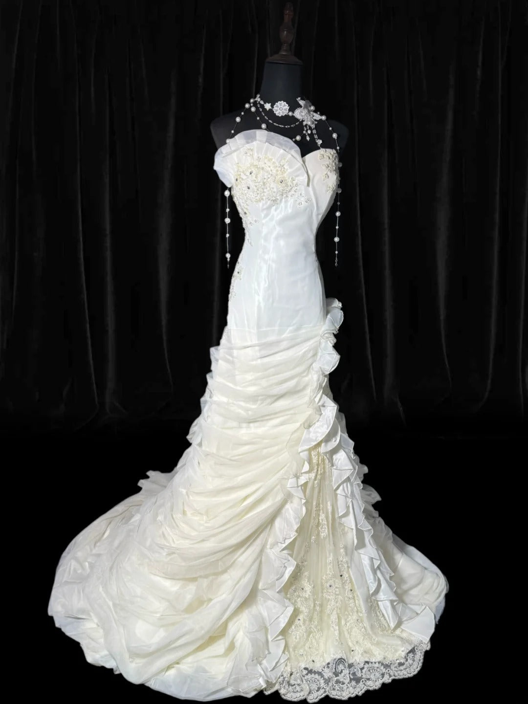Timeless Long Wedding Gowns 70s Ideas Classy Dresses Mermaid Sweetheart Bohemian Style for Bride With Lace Corset Fitted Petite/Plus Size Bridal Gown AS049