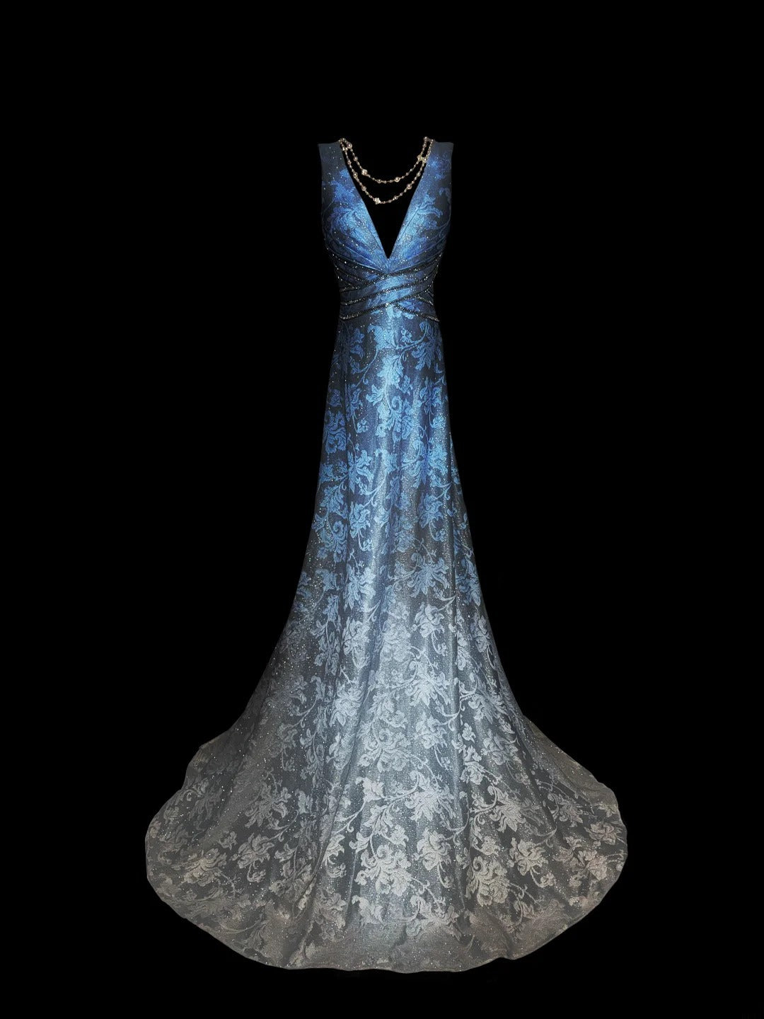 Robe de bal longue classique en satin à imprimé floral, col en V, sans manches, coupe trapèze, pour les élèves de terminale (AS049)