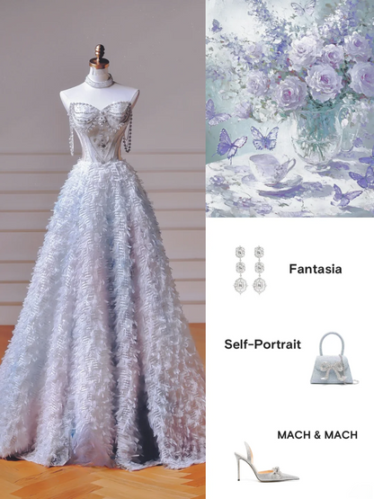 Funkelnde Ballkleider, ästhetisches Ballkleid mit Herzausschnitt, hellblau mit Perlen, inspirierendes langes Partykleid für Teenager und Gymnasien AQ049