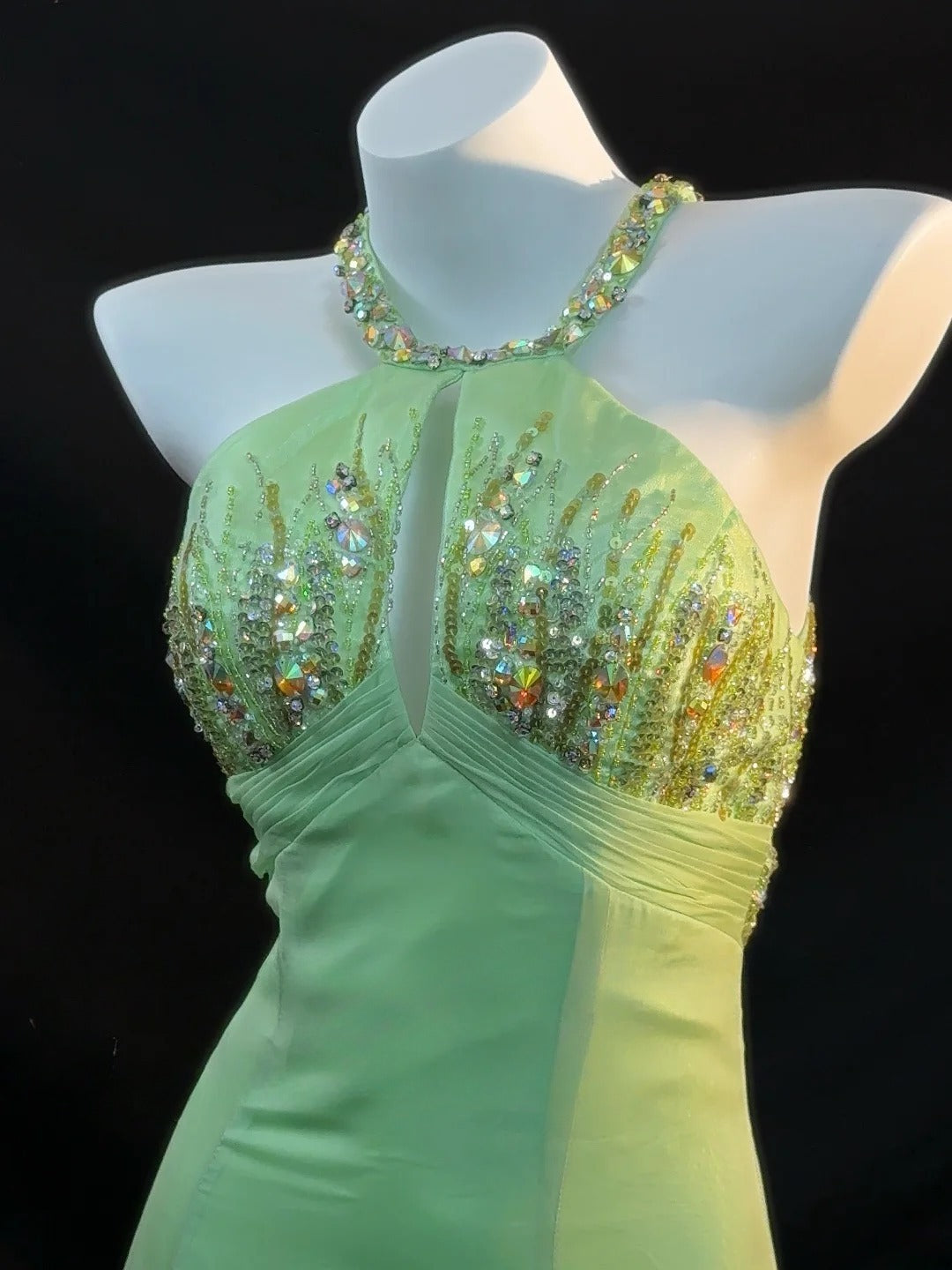 Vintage Prom Dresses Mermaid Halter Sleeveless Green Chiffon Backless Long Evening Formal Outfits RB3453