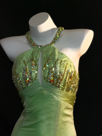 Vintage Prom Dresses Mermaid Halter Sleeveless Green Chiffon Backless Long Evening Formal Outfits RB3453