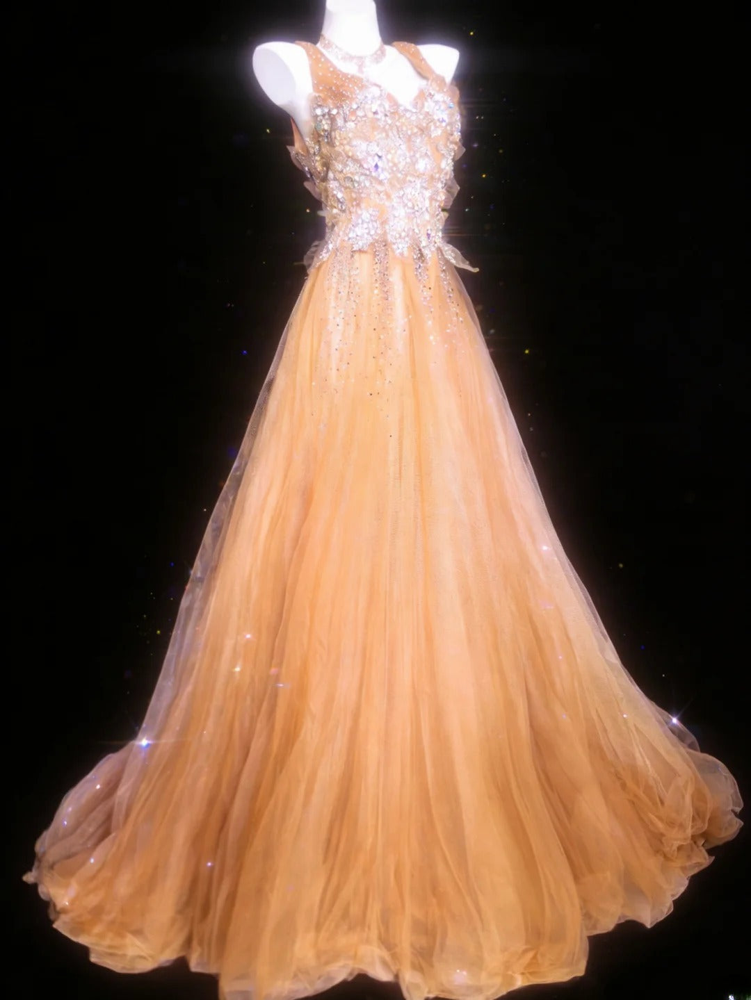 Elegantes Retro-Ballkleid mit Herzausschnitt, orangefarbenem Tüll, ärmellos, langes Abendkleid für Damen, Highschool-Abschlussballkleid, Outfit für den 21. Geburtstag AS052