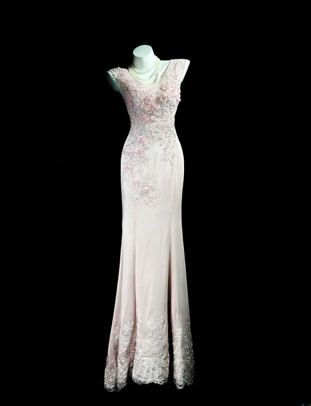 Sparkly Prom Dresses Mermaid V Neck Pink With Lace Beading Long Evening Formal Outfits RB5859