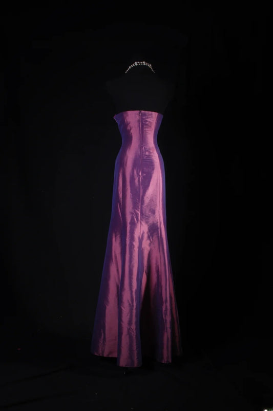 Vintage Mermaid Sweetheart Grape Taffeta Long Party Dress With Beads 1950s Retro Classy Birthday Dinner Prom Dress AS053