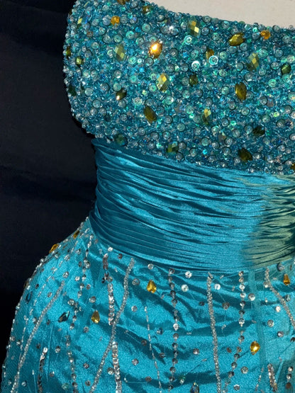 Elegantes Etui Trägerloses Blaues Pailletten Partykleid Kurz Mini für 15. Geburtstagsfeiern Hoco Outfits RB3458