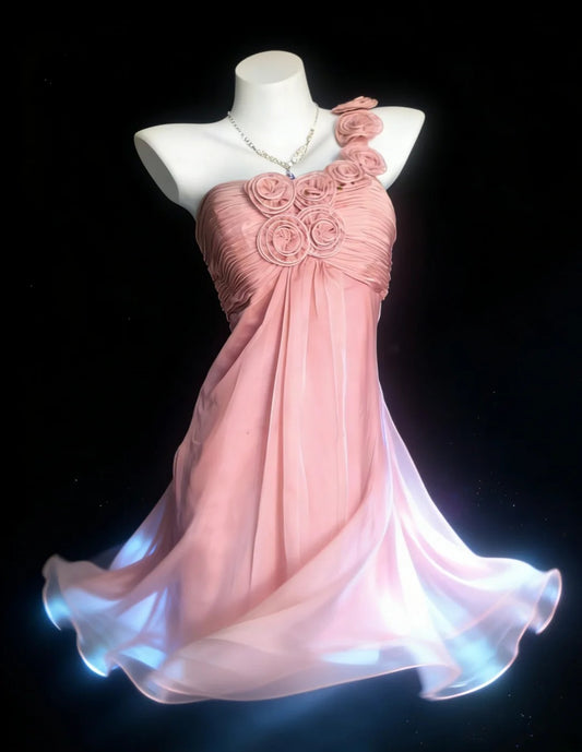 Vintage A Line One Shoulder Pleated Ruffles Cocktail Dress Hoco Gowns Short Homecoming Dresses Hoco Gown AS056