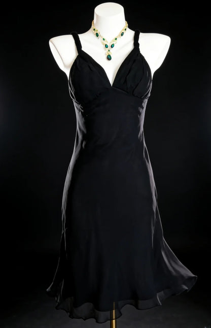 Vintage A-Linien-Kleid mit Spaghettiträgern, kleines Schwarzes, Hoco-Kleider, kurze Homecoming-Kleider, Hoco-Kleid AS058