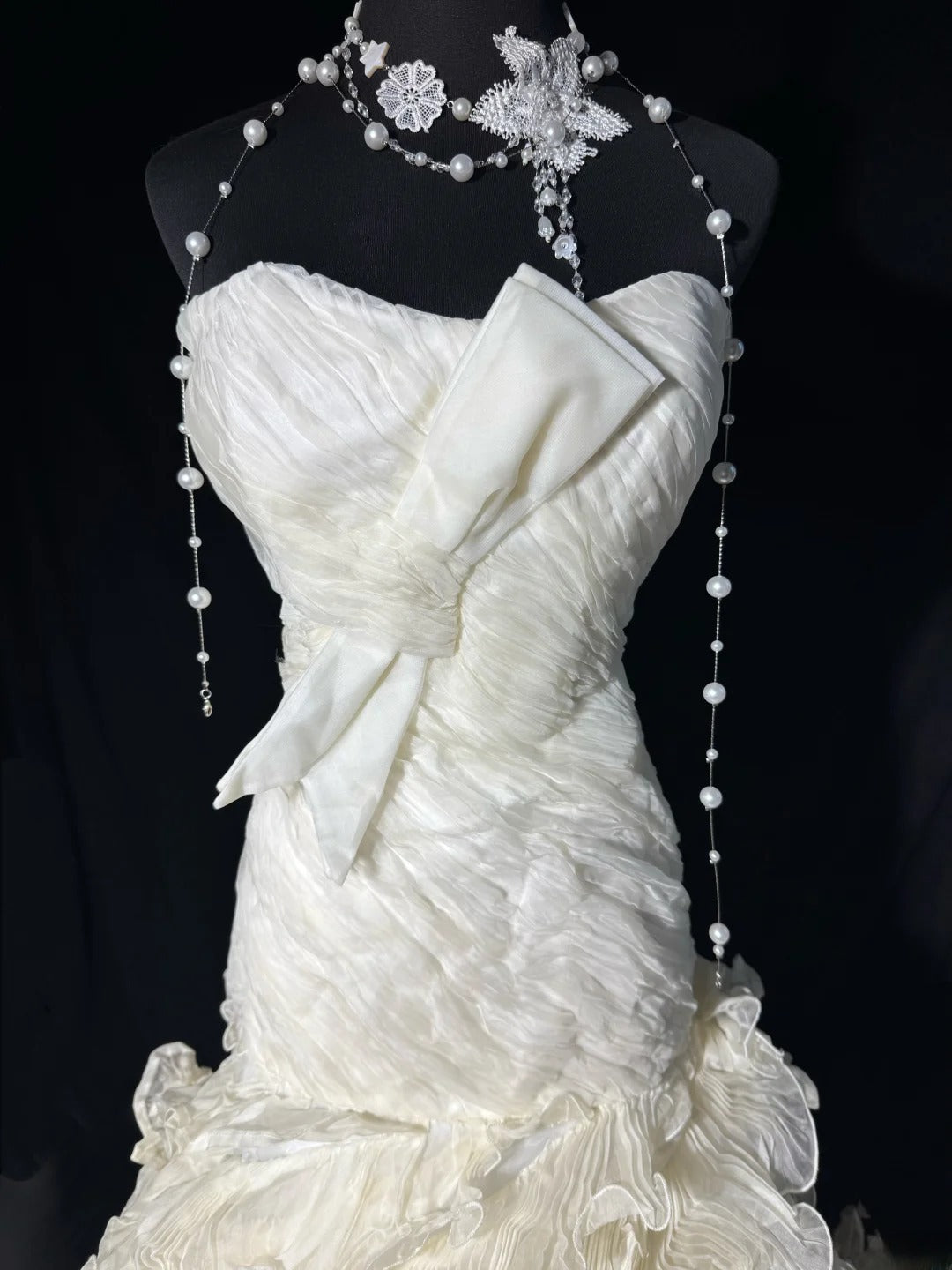 Robe de mariée sirène vintage années 50, décolleté cœur, style bohème, à volants superposés, AS059