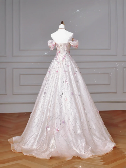 Wunderschönes, trägerloses, langes, weißes Pailletten-Ballkleid mit Perlenbesatz, perfekt für formelle Anlässe wie Abschlussball, Abendveranstaltung oder Partys – ideal für Teenager (AQ059).