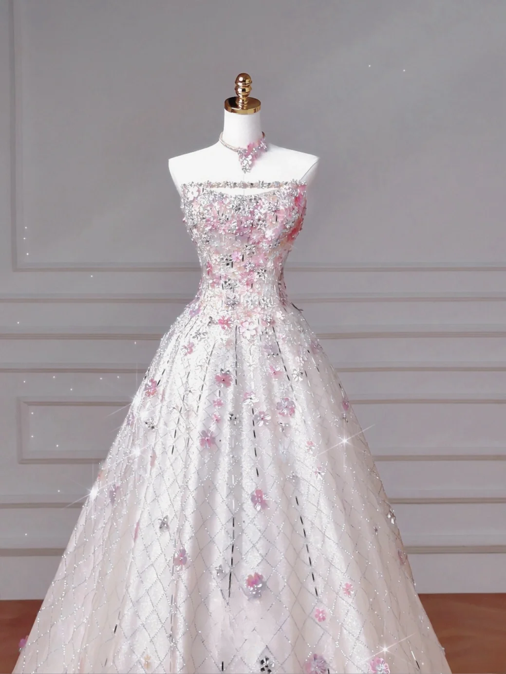 Wunderschönes, trägerloses, langes, weißes Pailletten-Ballkleid mit Perlenbesatz, perfekt für formelle Anlässe wie Abschlussball, Abendveranstaltung oder Partys – ideal für Teenager (AQ059).