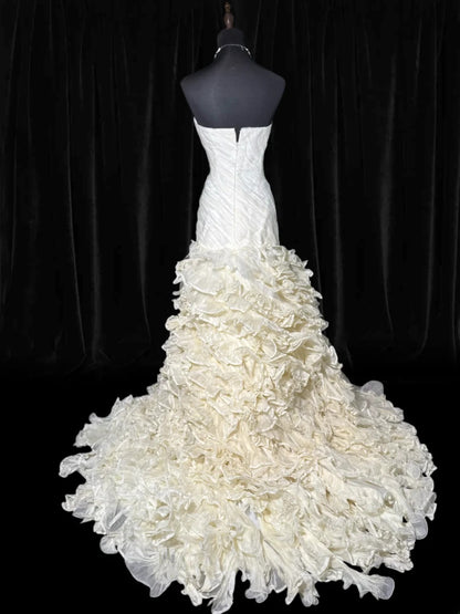 Robe de mariée sirène vintage années 50, décolleté cœur, style bohème, à volants superposés, AS059