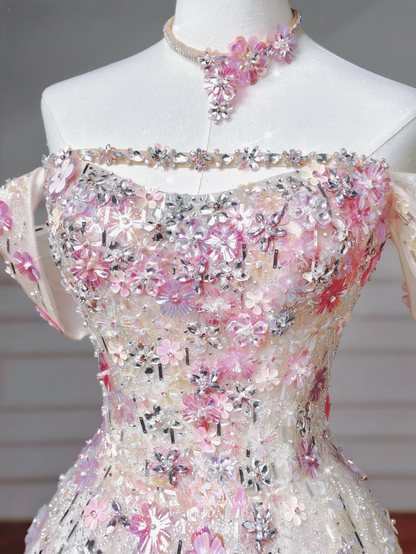 Wunderschönes, trägerloses, langes, weißes Pailletten-Ballkleid mit Perlenbesatz, perfekt für formelle Anlässe wie Abschlussball, Abendveranstaltung oder Partys – ideal für Teenager (AQ059).