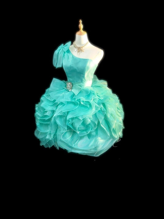 Pretty Ball Gown One Shoulder Blue Mini Graduation Dresses Short Sequin Inspo Senior Homecoming Outfits RB3461