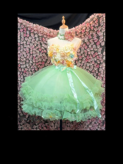 Jolie robe de bal bustier en tulle vert sauge Mini robes de graduation Courtes Inspo Tenues de retour à la maison pour seniors RB3462