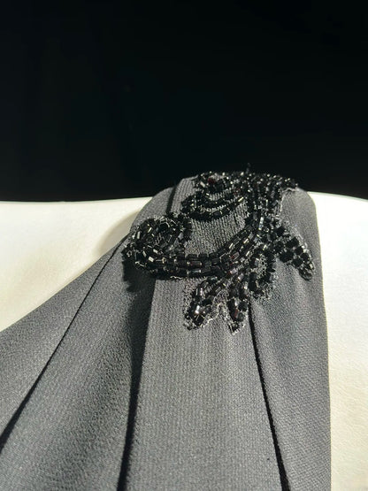 Vintage 90s Prom Dresses Mermaid Scoop Grey Chiffon Long Evening Dress Formal Outfits RB5867