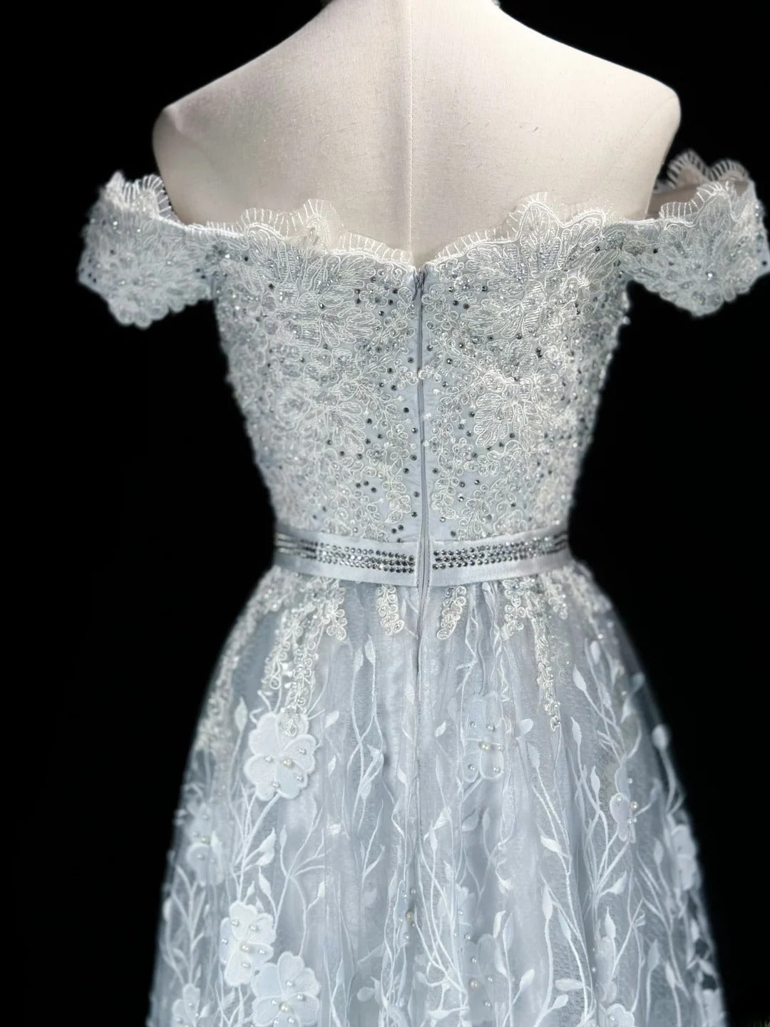 Vintage Prom Dresses A line Off The Shoulder With Beading Lace Long Evening Dress Formal Outfits RB5870