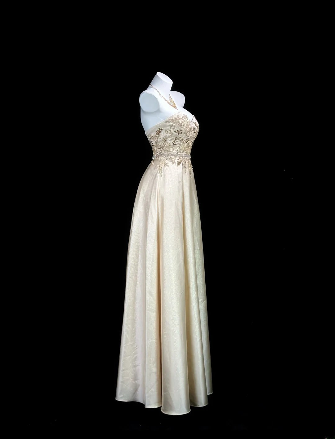 Vintage 80s Prom Dresses A line Sweetheart Gold Satin With Lace Long Evening Dress Formal Outfits RB5871