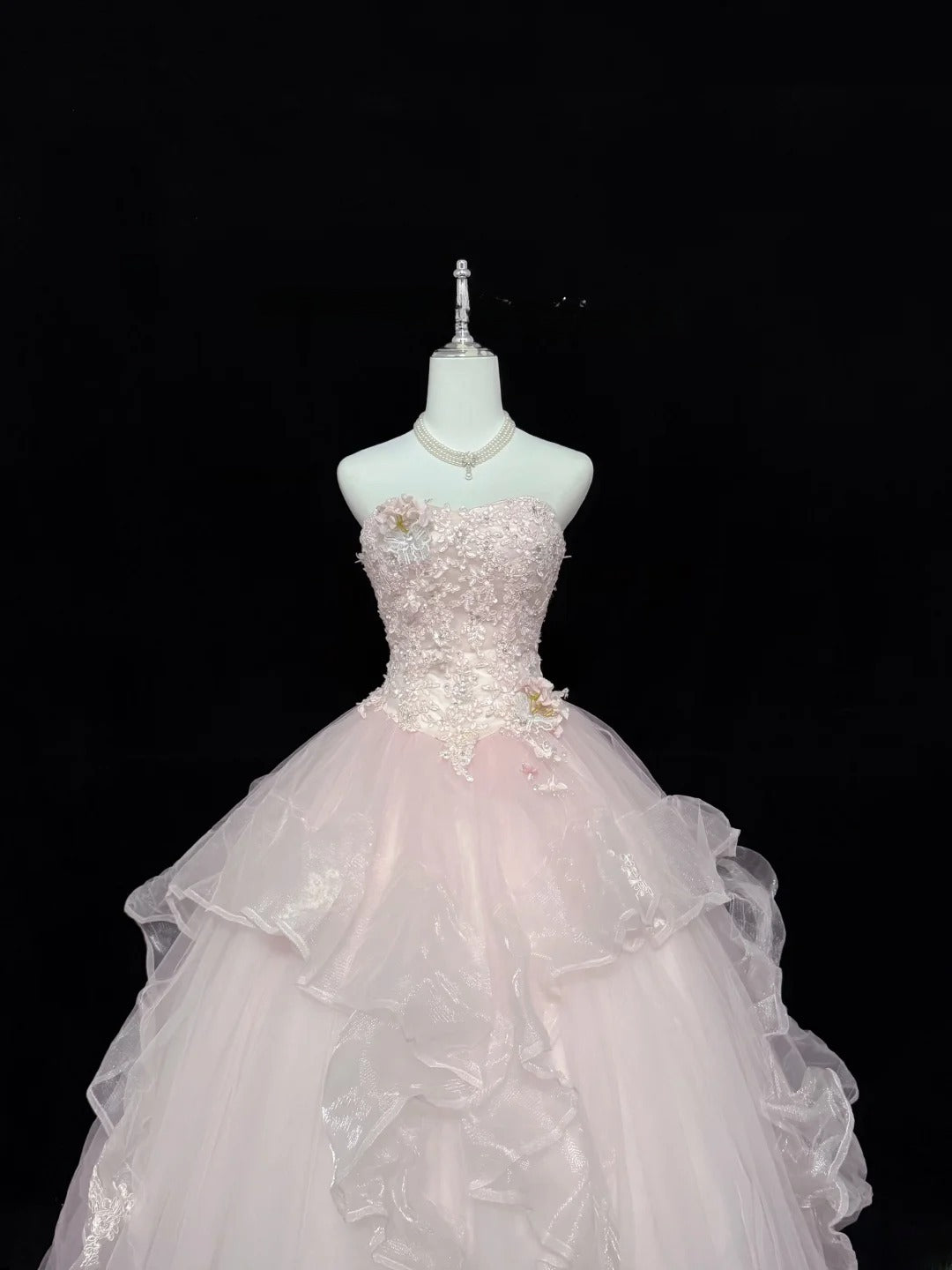 Sweet Ball Gown Sweetheart Light Pink Tulle With Lace Quince Dress Voluminous Sweet 16 Sweet Sixteen Outfits Vestido de 15 RB7436