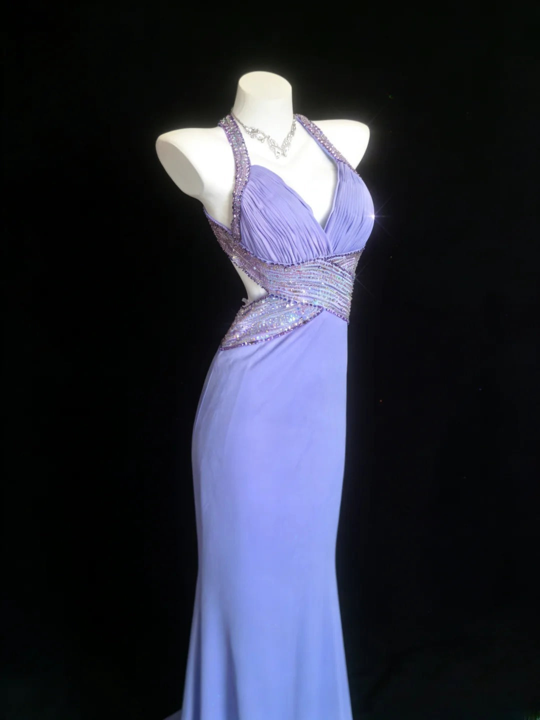 Retro-Meerjungfrauenkleid im Stil der 1950er Jahre, lila, mit perlenbesetztem Oberteil, langes Ballkleid oder Geburtstagskleid AS066