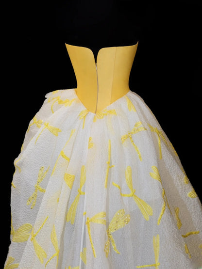 Robe de bal élégante années 50, décolleté cœur, sequins et perles, fente, robe de soirée longue SA066
