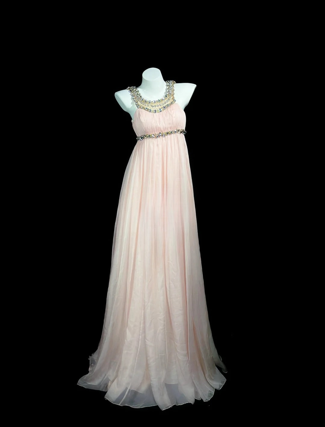 Vintage 90s Prom Dresses A Line Empire Pink Chiffon With Long Beading Evening Dress Formal Outfits RB5873
