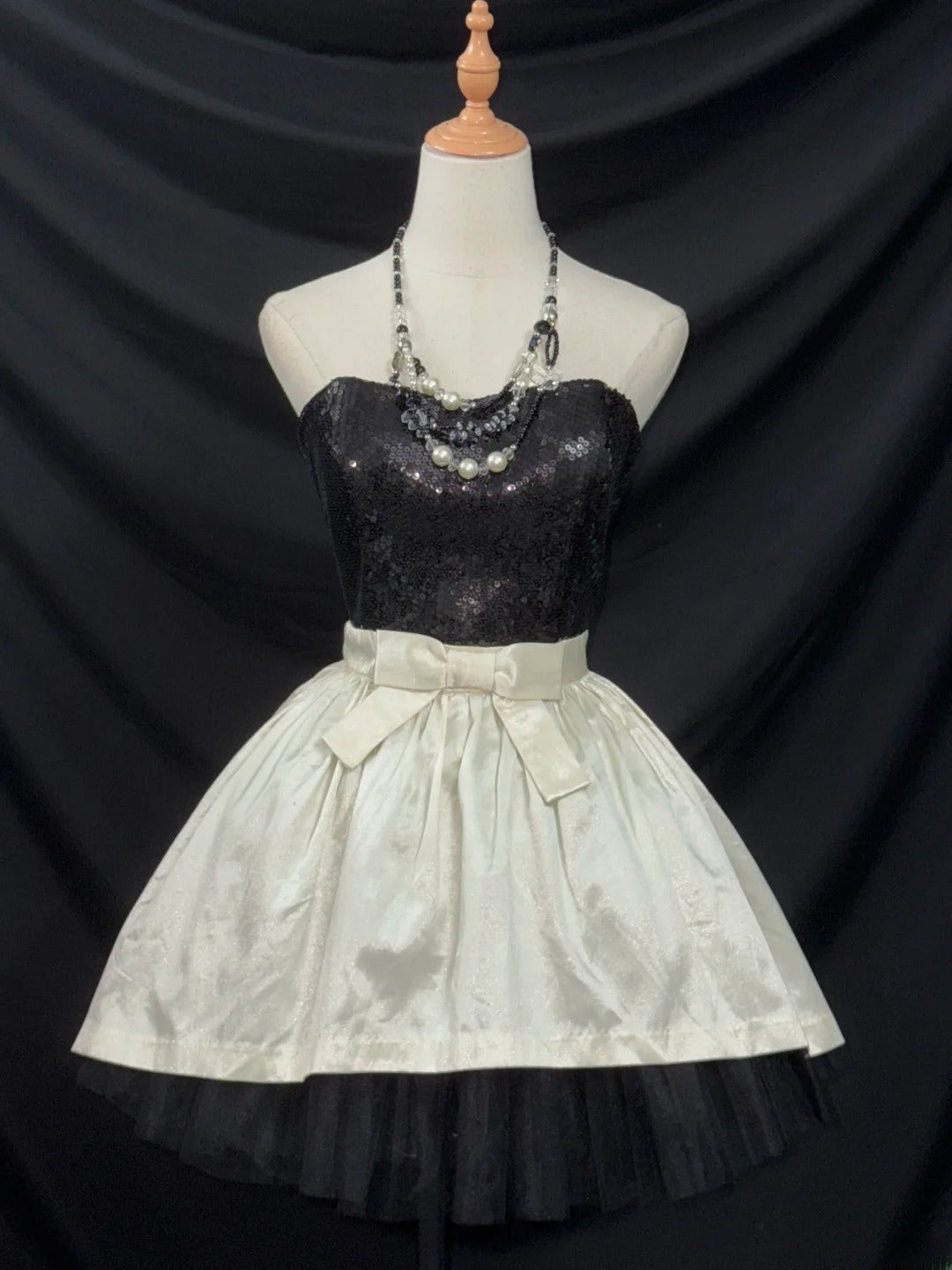 Élégante Robe de Bal bustier noire à paillettes Robe de soirée Courte Mini Robes de 18ème Anniversaire Tenues Hoco RB3465