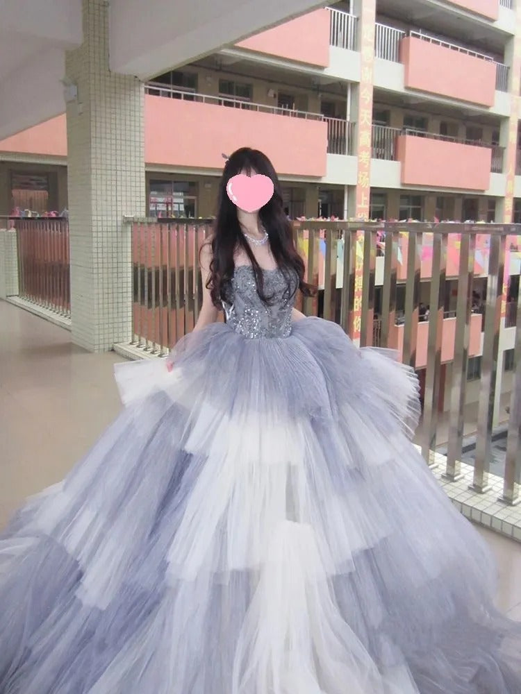 Cute Ball Gown Strapless Sleeveless With Beaded Bodice Tulle Long Quinceanera Dresses Sweet 15 16 Birthday Outfits AS067