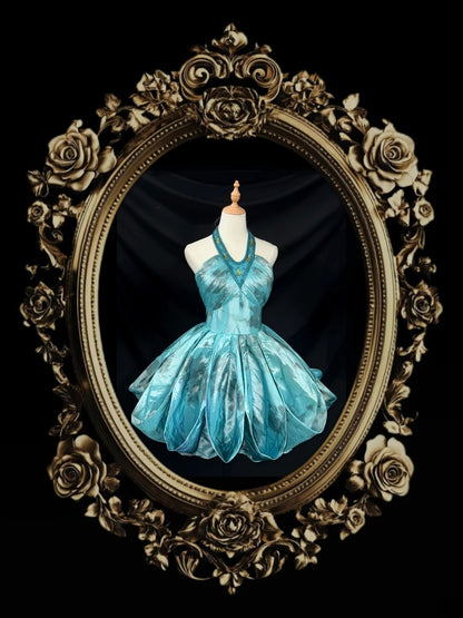 Elegantes Ballkleid Neckholder Blau Satin Partykleid Kurz Mini 18. Geburtstagskleider Hoco Outfits RB3466