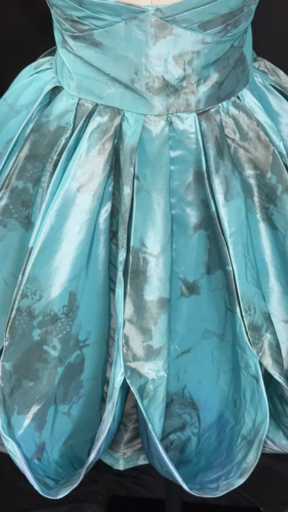 Elegantes Ballkleid Neckholder Blau Satin Partykleid Kurz Mini 18. Geburtstagskleider Hoco Outfits RB3466