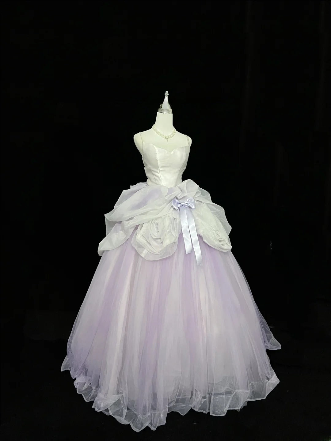 Pretty Ball Gown Spaghetti Straps Lilac Tulle With Flowers Quince Dress Voluminous Sweet 16 Sweet Sixteen Outfits Vestido de 15 RB7439
