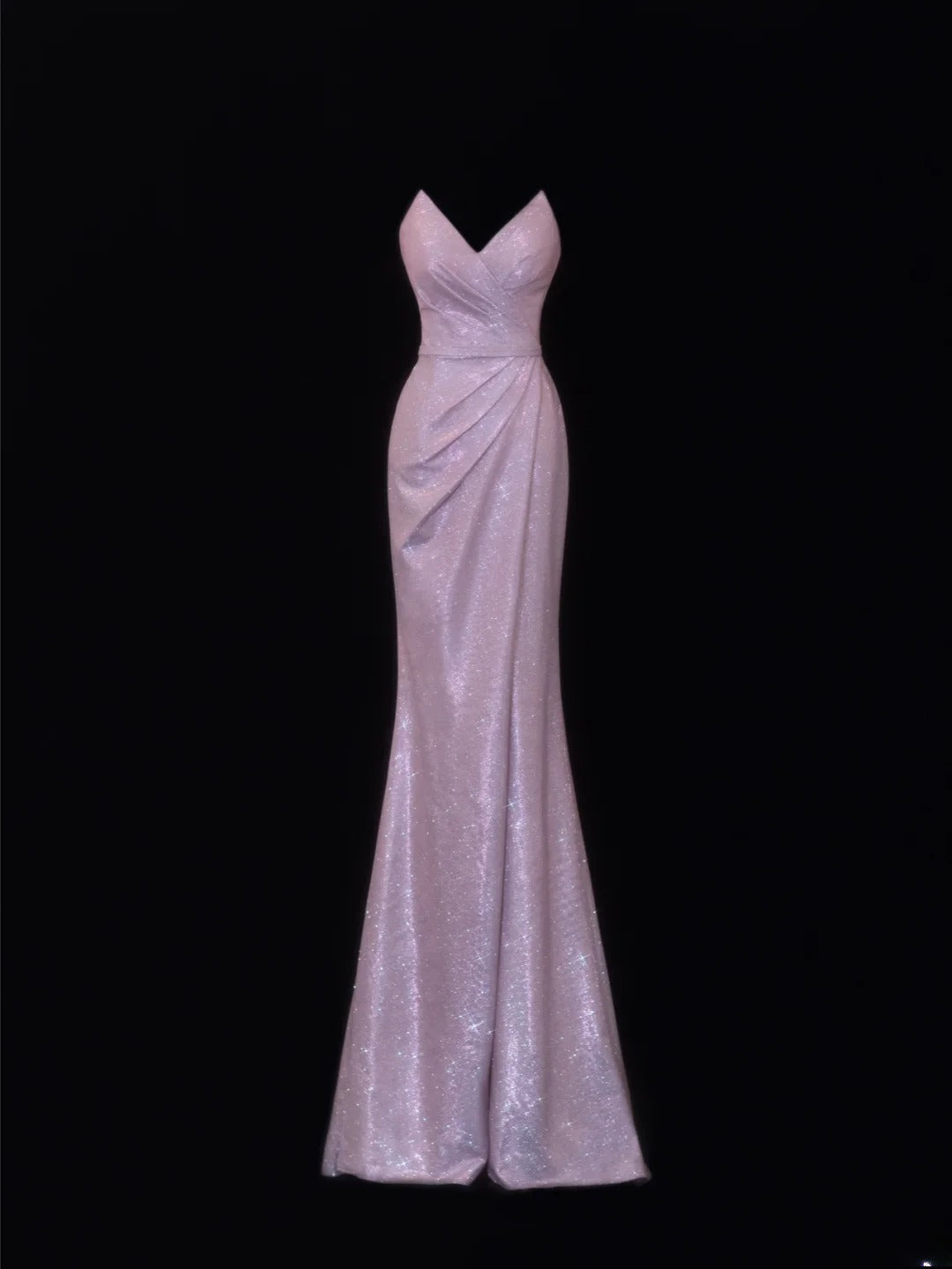 Elegantes, plissiertes Abendkleid im Meerjungfrauen-Stil mit Herzausschnitt in Flieder mit Pailletten – ein beeindruckendes, langes Partykleid (SA074).