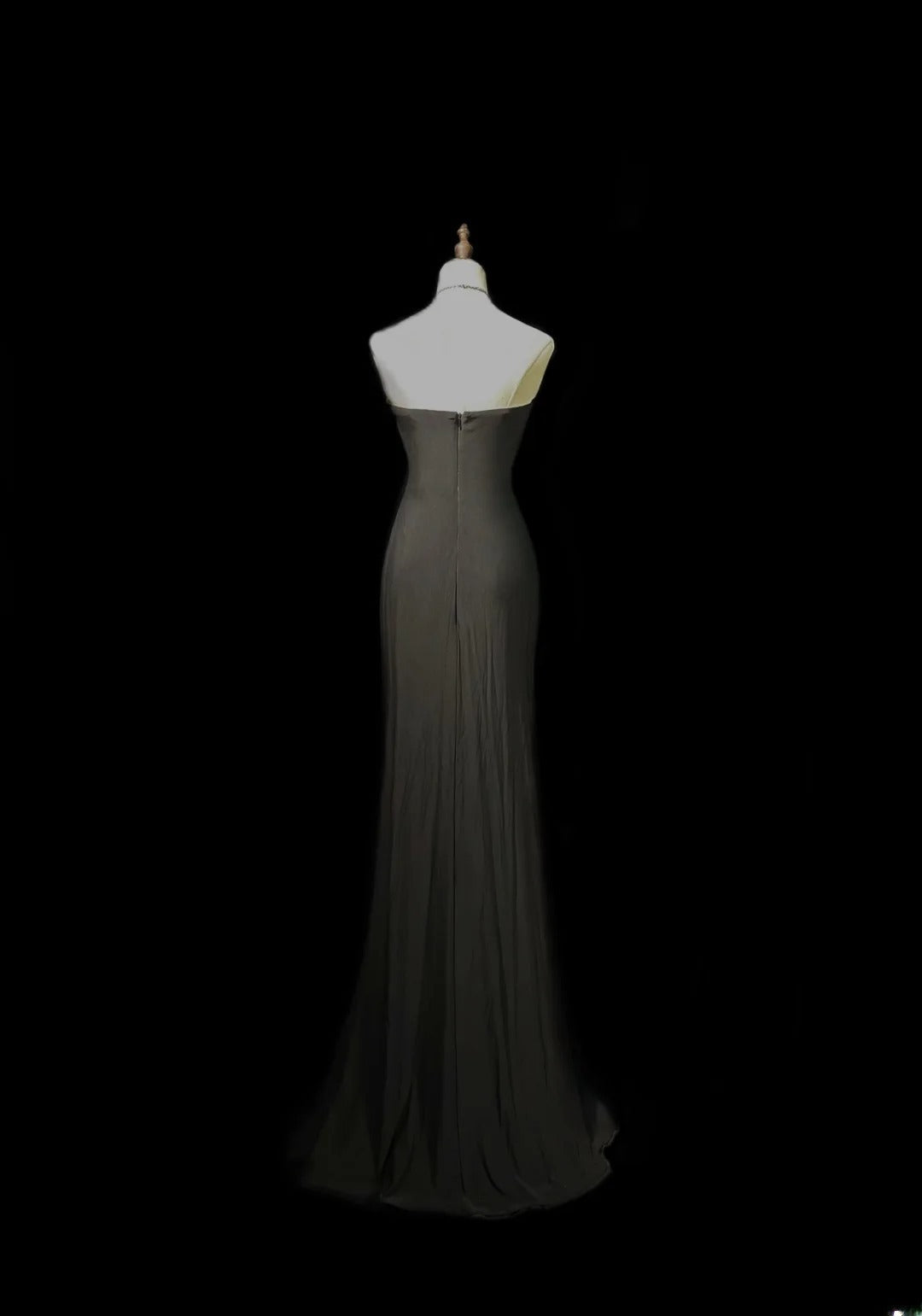 Vintage 70s Prom Dresses Mermaid Sweetheart Black Chiffon With Beading Evening Dress Formal Outfits RB5880