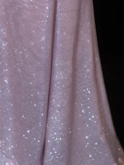 Elegantes, plissiertes Abendkleid im Meerjungfrauen-Stil mit Herzausschnitt in Flieder mit Pailletten – ein beeindruckendes, langes Partykleid (SA074).