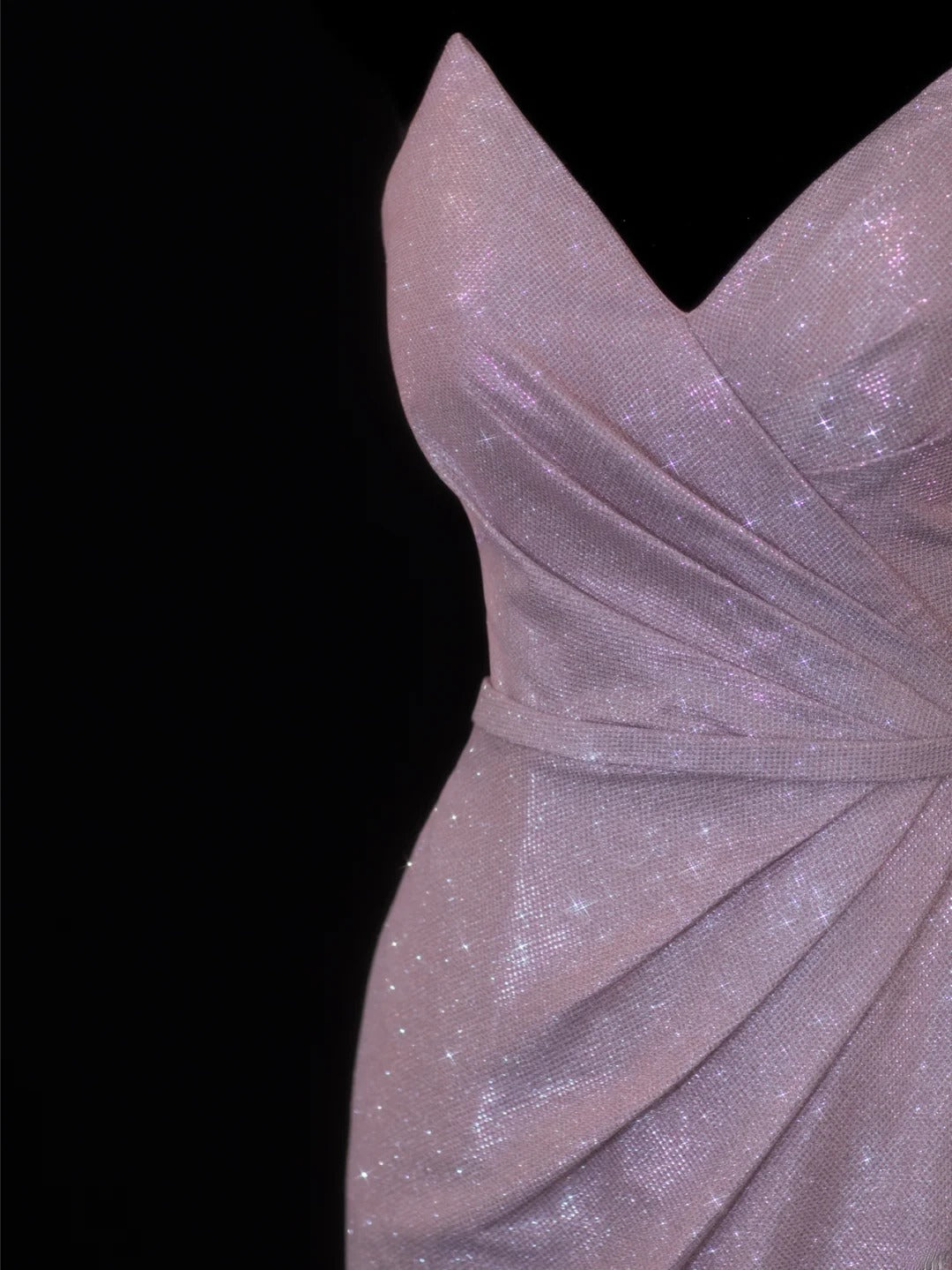 Elegantes, plissiertes Abendkleid im Meerjungfrauen-Stil mit Herzausschnitt in Flieder mit Pailletten – ein beeindruckendes, langes Partykleid (SA074).
