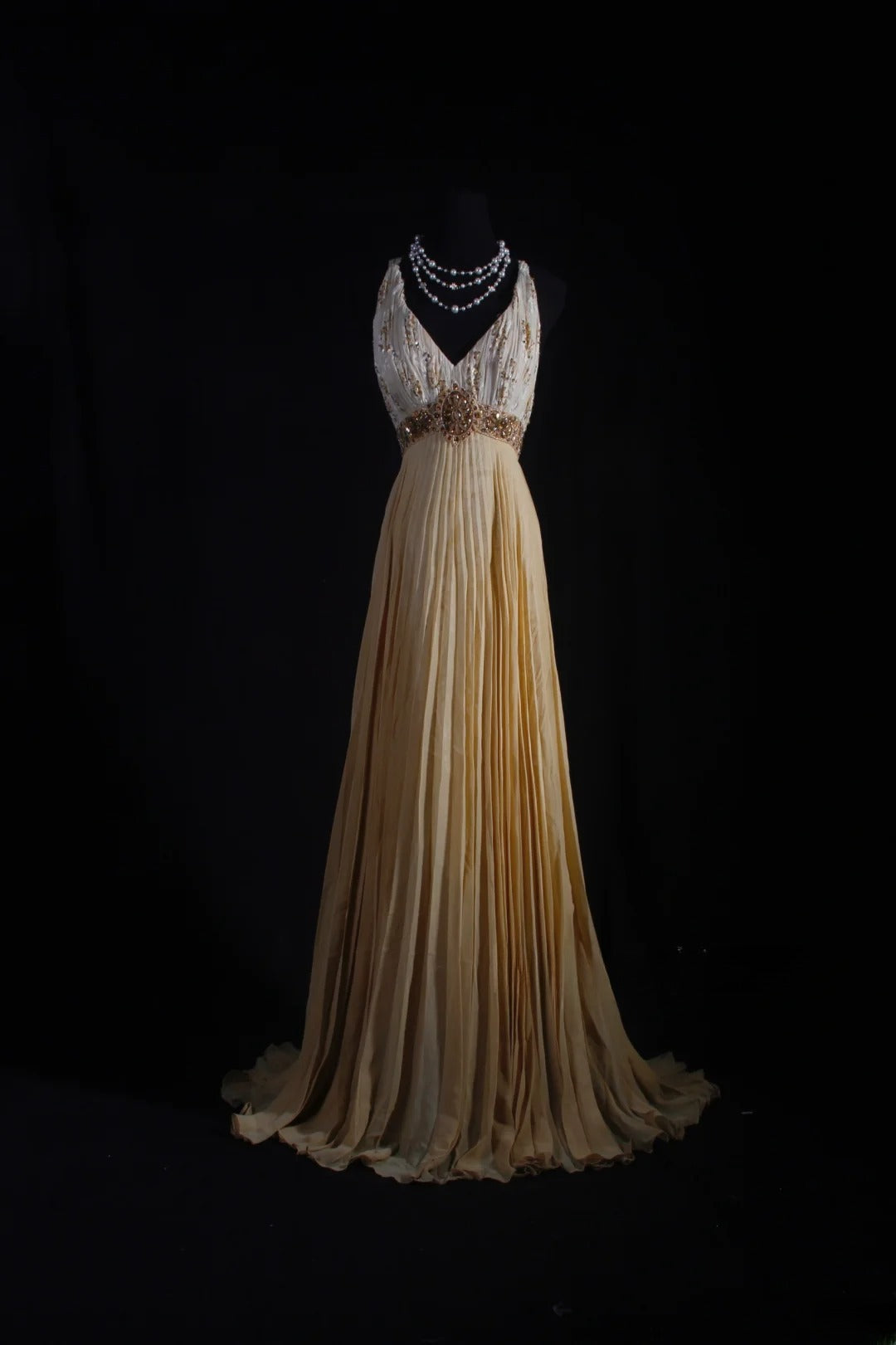 Cocktailkleid für Damen im 80er-Jahre-Stil, A-Linie, V-Ausschnitt, Chiffon, plissiert, mit Perlen, langes Kleid für Abschlussfeiern, Ballkleider AS075