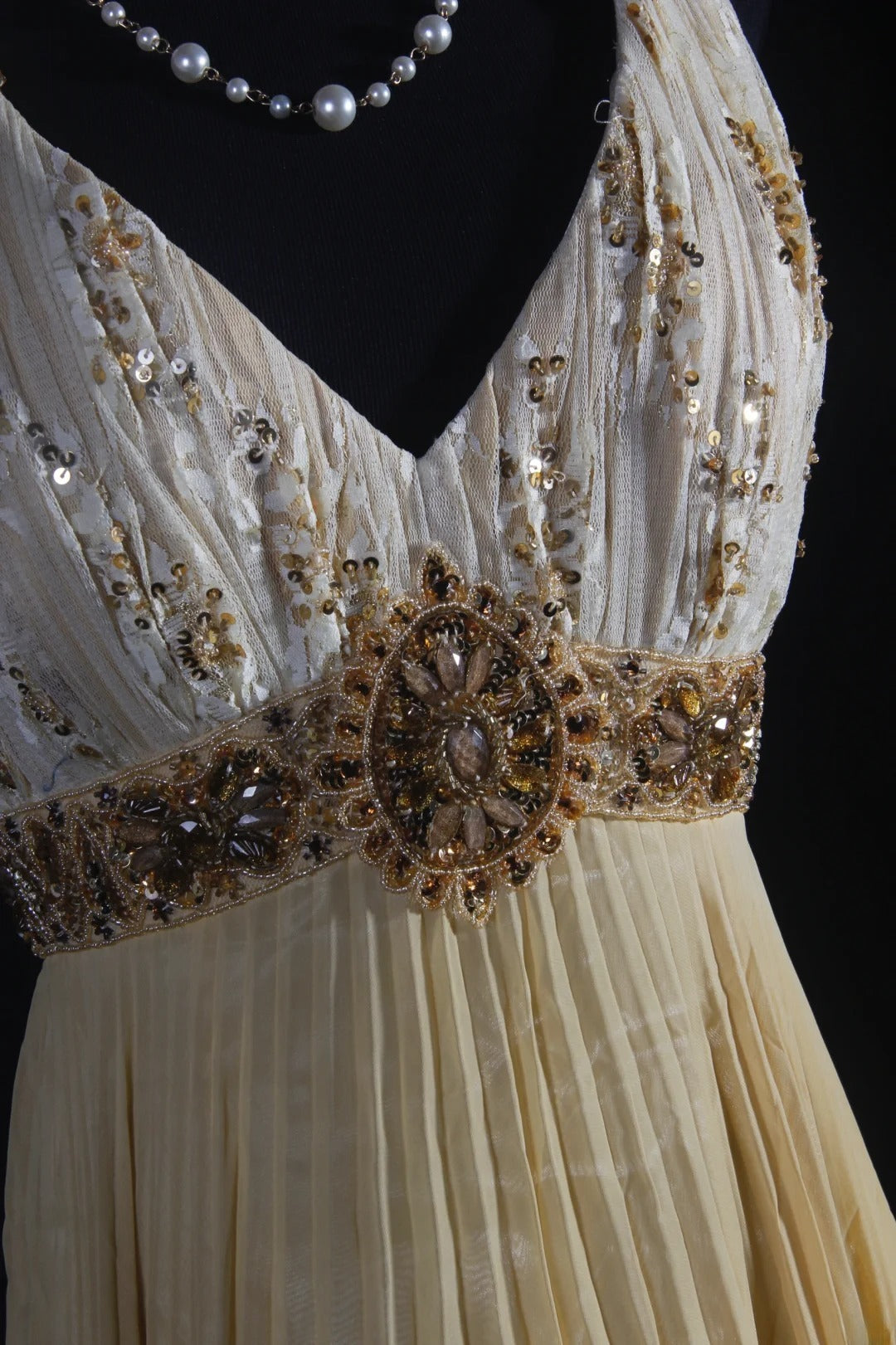 Cocktailkleid für Damen im 80er-Jahre-Stil, A-Linie, V-Ausschnitt, Chiffon, plissiert, mit Perlen, langes Kleid für Abschlussfeiern, Ballkleider AS075