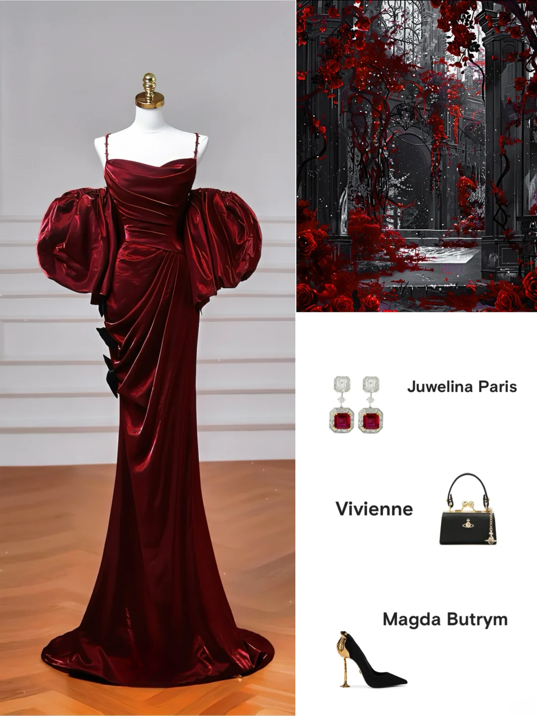 Elegantes Meerjungfrauen-Kleid mit Spaghettiträgern, burgunderrot, mit langen Ärmeln, langes formelles Ballkleid, Abendkleid, Partykleid AQ077