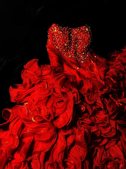 Vintage Ballkleid, trägerlos, rot, gestuft, kurzes Kleid für den 16. Geburtstag, Homecoming-Kleid, Cocktailkleid AS065