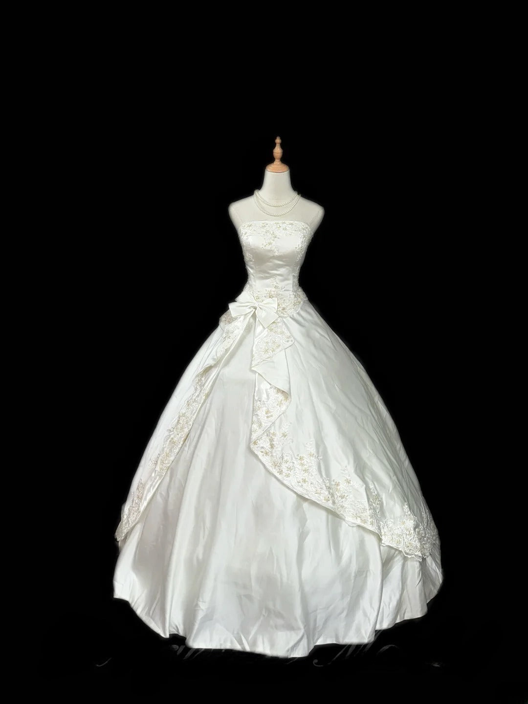 Princess Style Ball Gown Strapless Taffeta White With Lace Brides Gown Bridal Dress Long Wedding Dresses RB5780