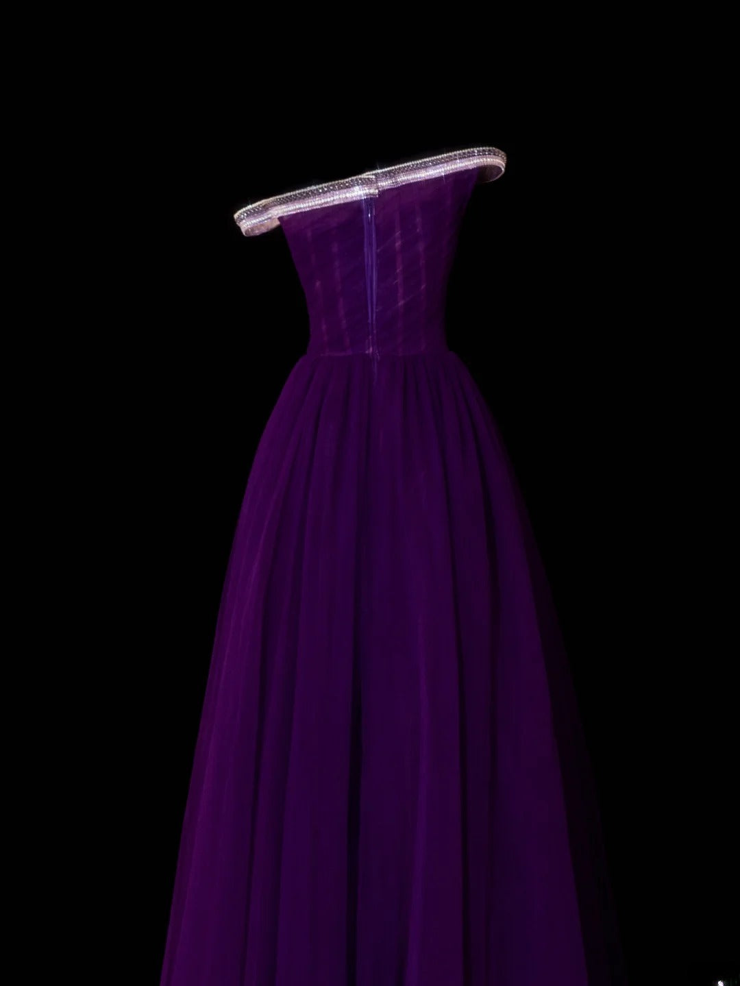 Classy A Line 1950s Formal One Shoulder Purple Tulle With Beads Pleated Style Impress Long Prom Dresses Party Gowns SA081