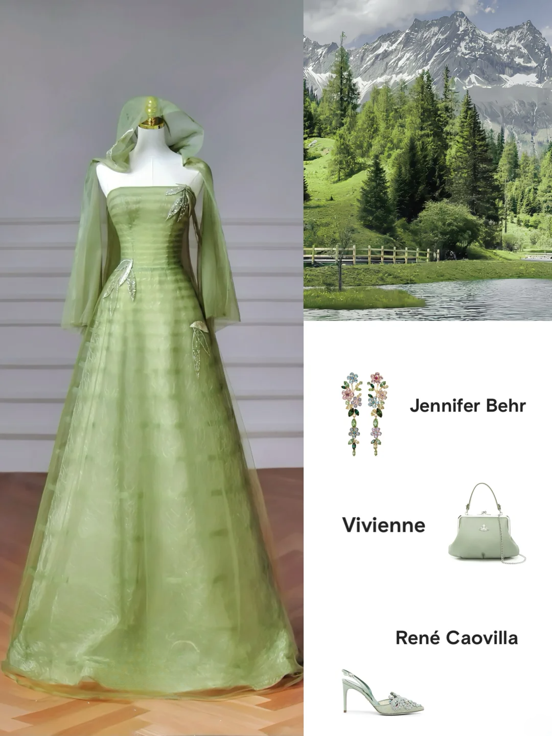 Märchenhaftes, trägerloses Ballkleid aus grünem Tüll mit Cape, langes, formelles, aufwendig besticktes Abendkleid mit Perlenbesatz, ideal für festliche Anlässe wie Abschlussball, Dinnerpartys und andere festliche Anlässe (AQ081)