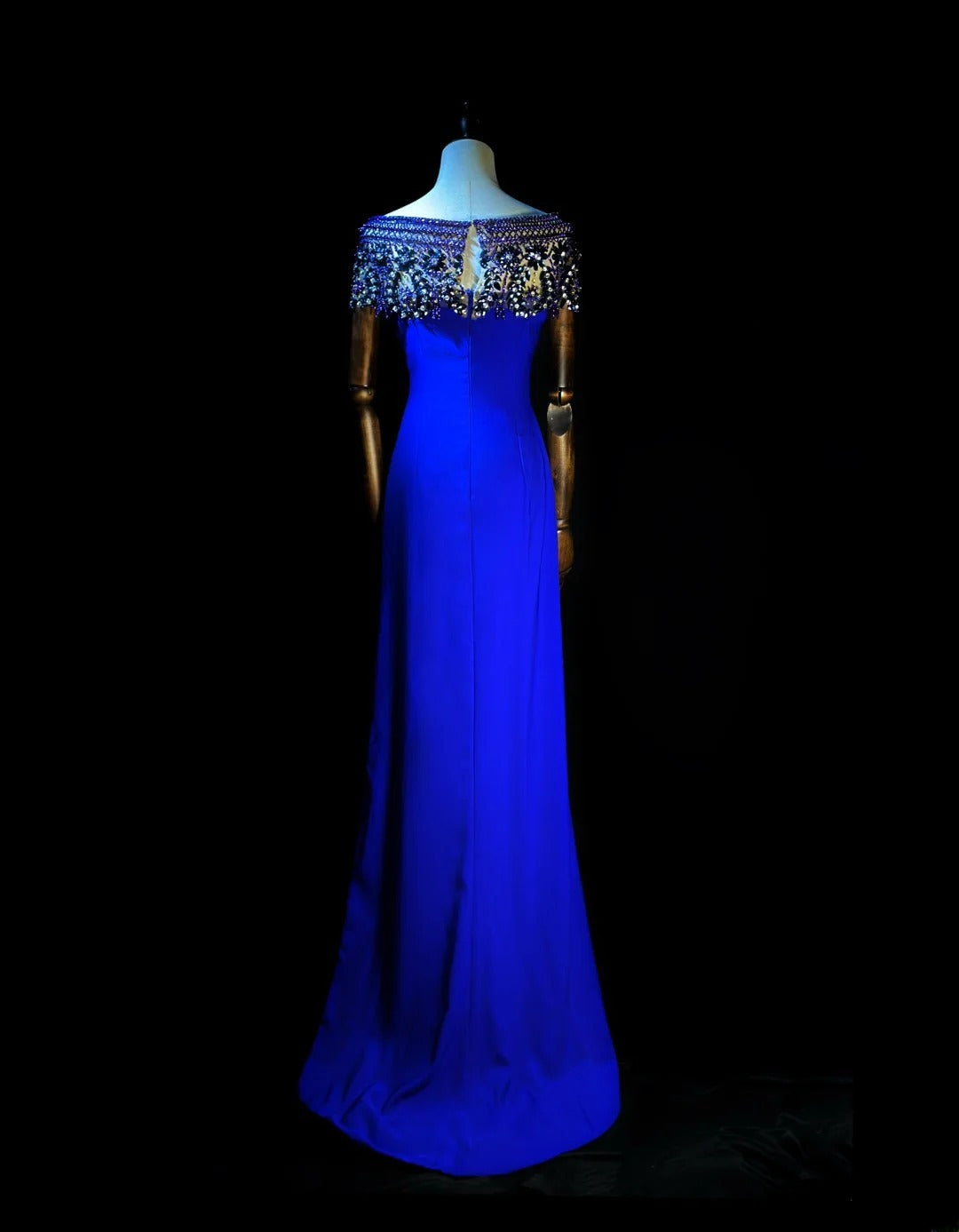 Vintage Prom Dresses Mermaid Off The Shoulder Royal Blue With Beading Crystals Long Evening Dress Formal Outfits RB5889