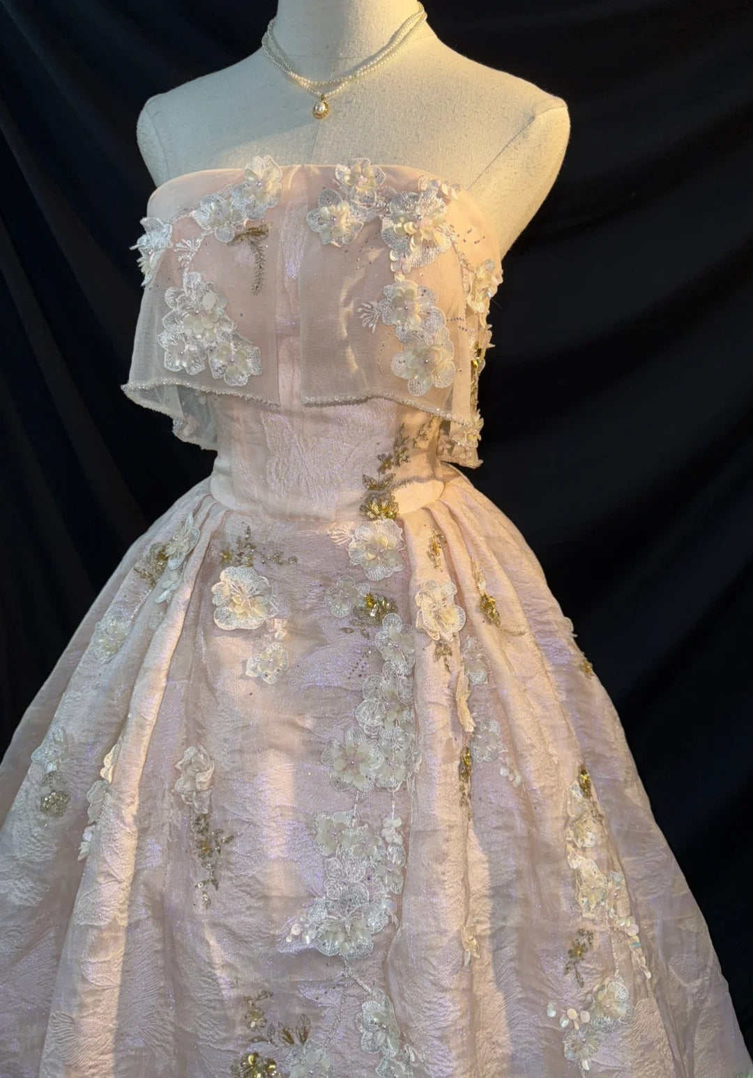 Princess Ball Gown Strapless Light Pink Sleeveless With Lace Long Quinceanera Dress vestido de 15 de cenicienta RB3476