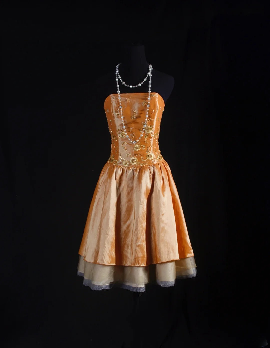 Cute Ball Gown Strapless Orange Taffeta With Beads Short 16th Birthday Dress Homecoming Dresses Cocktail Gown AS082