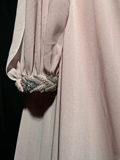 Vintage 80s Prom Dresses A line One Shoulder Pink Chiffon With Beading Long Evening Dress Formal Outfits RB5890