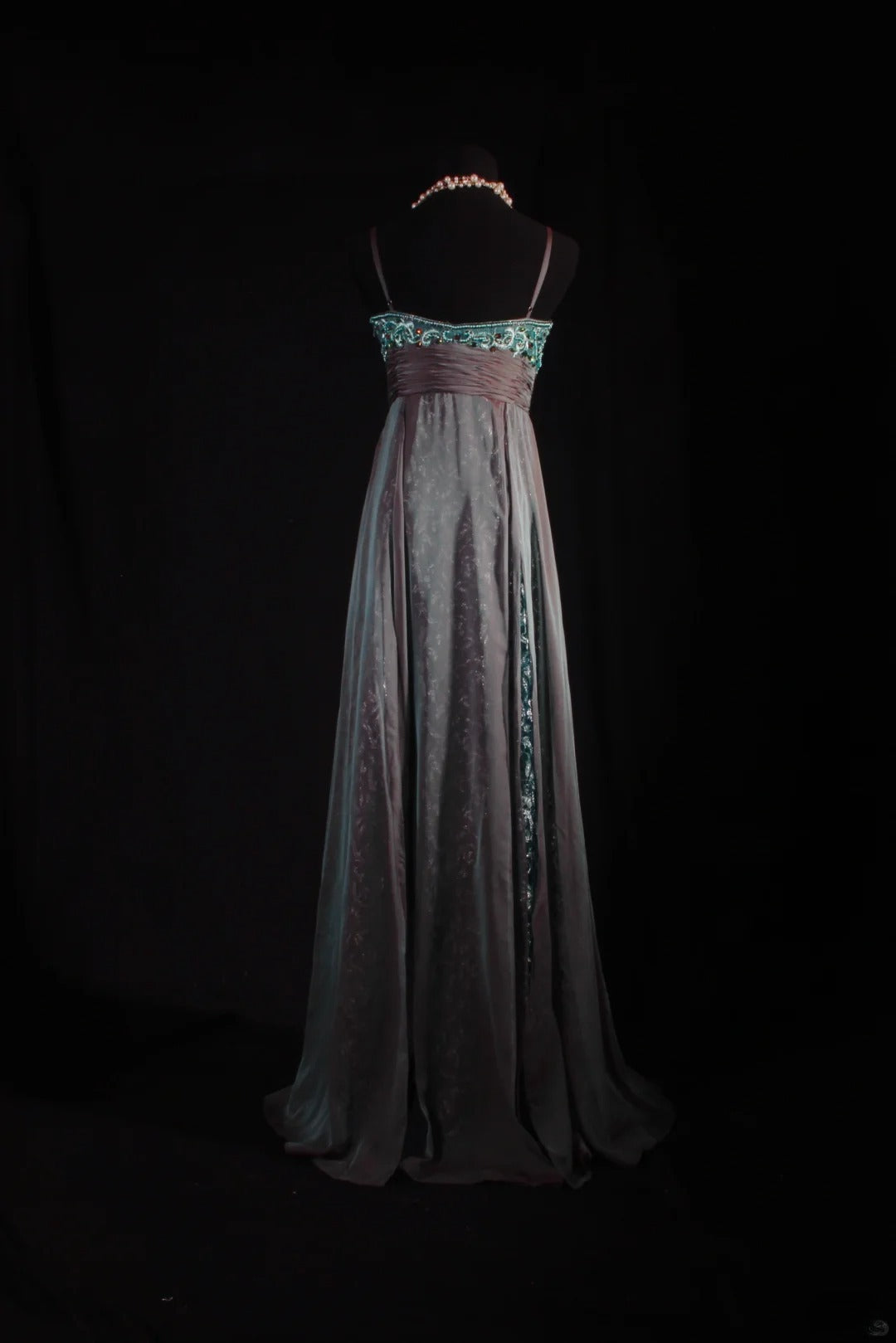 Vintage 1950s Formal A Line Spaghetti Strap Green Lace Chiffon With Beads Sleeveless Long Prom Dresses Party Formal Gowns AS084