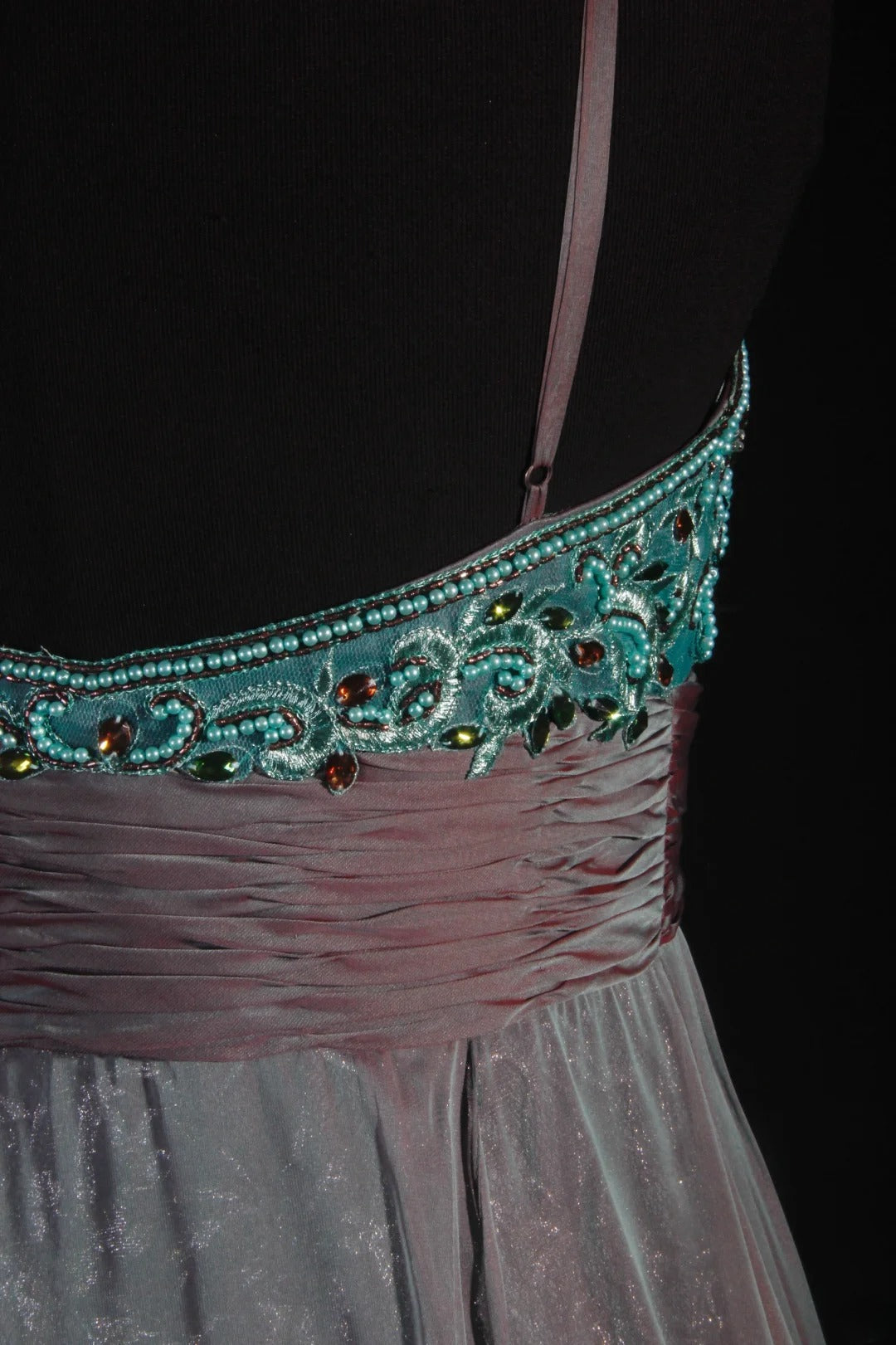 Vintage 1950s Formal A Line Spaghetti Strap Green Lace Chiffon With Beads Sleeveless Long Prom Dresses Party Formal Gowns AS084