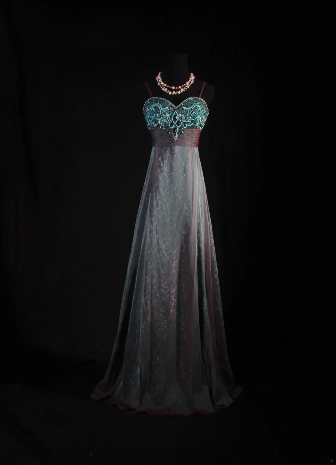 Vintage 1950s Formal A Line Spaghetti Strap Green Lace Chiffon With Beads Sleeveless Long Prom Dresses Party Formal Gowns AS084