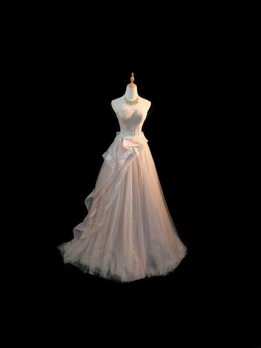 Princess Ball Gown Strapless Light Pink Sleeveless With Appliqued Long Quinceanera Dress vestido de 15 de cenicienta RB3479
