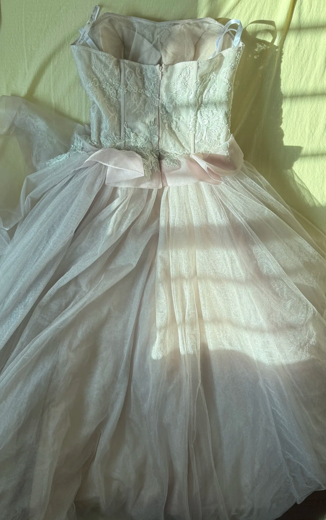 Princess Ball Gown Strapless Light Pink Sleeveless With Appliqued Long Quinceanera Dress vestido de 15 de cenicienta RB3479